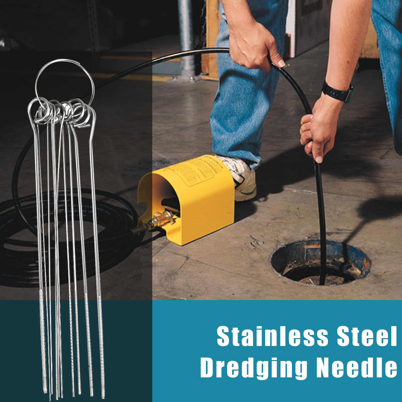 3/8 NPT Stainless Steel Sewer Jetter Rotating Nozzle - High Pressure Drain Cleaning Nozzle for 40 L/min Pressure Washer (Black Head) - Ideal for Clogged Pipes, Sewer Lines & Commercial Drain Cleaning