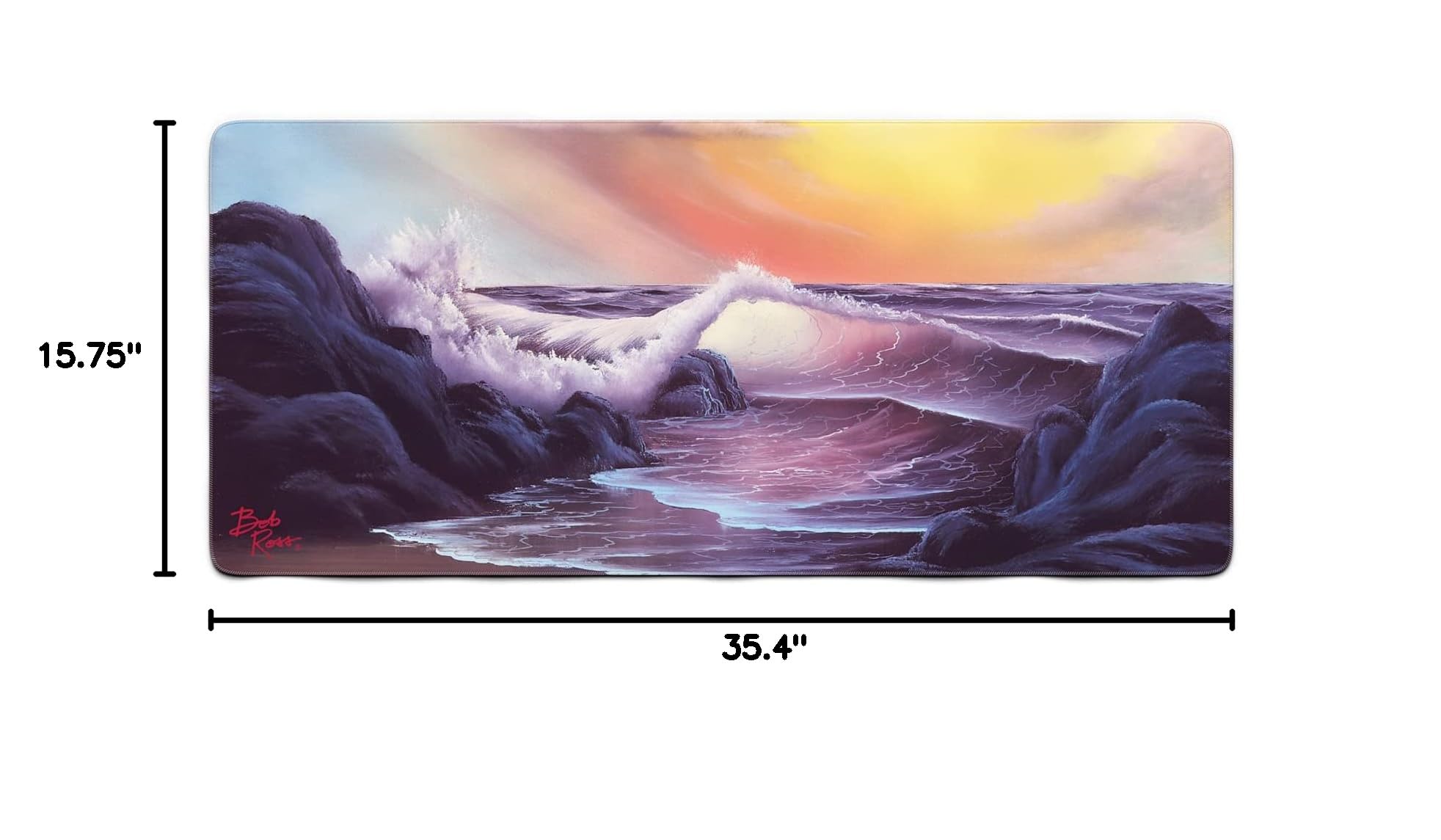 Bob Ross Stormy Seas Large Ergonomic Desk Mat - Non-Slip Gaming Mouse Pad for Computer, Wireless Mouse & Keyboard | Perfect for Office Work, Gaming & Home Office Setup