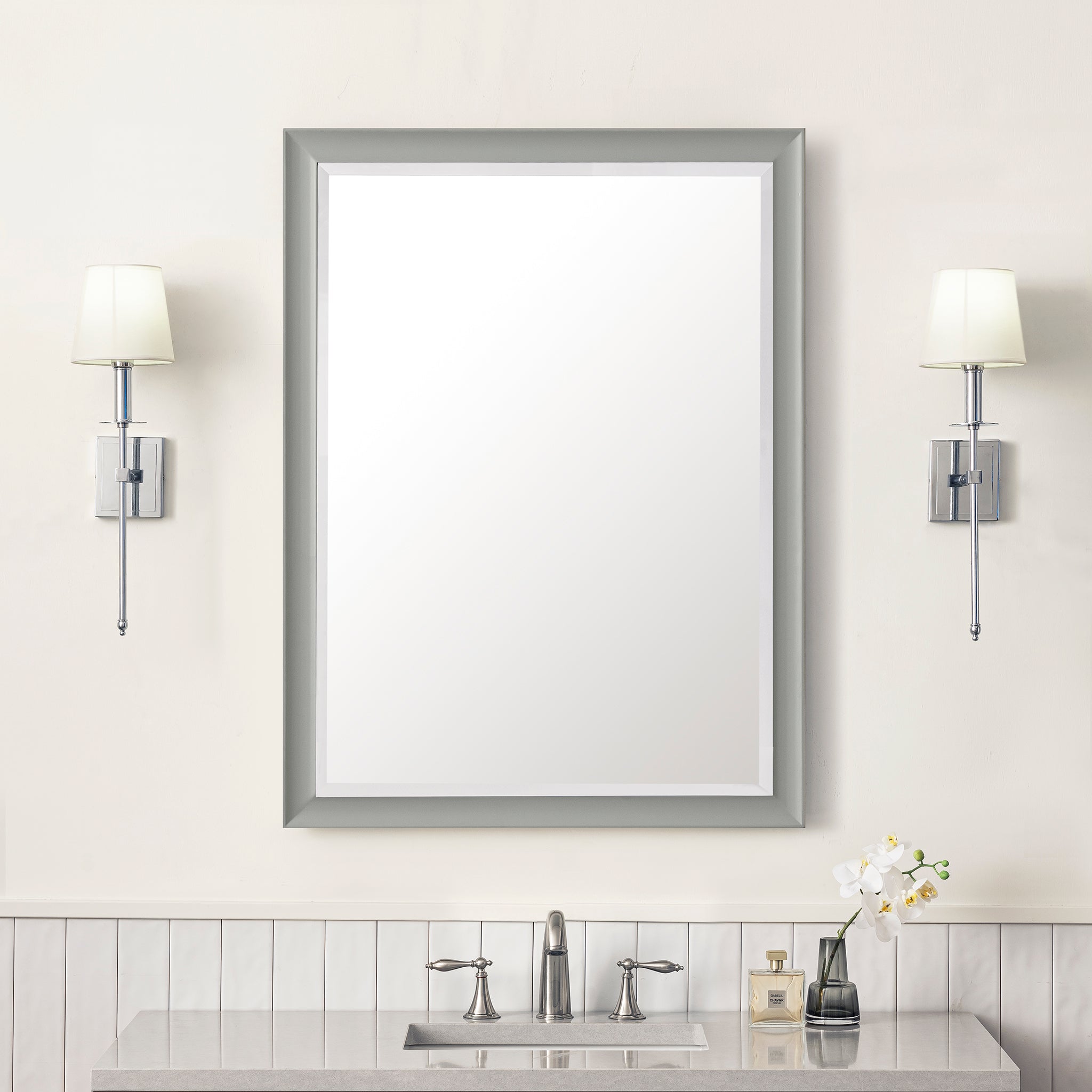 Glenbrooke 30-Inch Modern Wall Mirror in Urban Gray - Perfect for Living Room, Bedroom, or Entryway Decor
