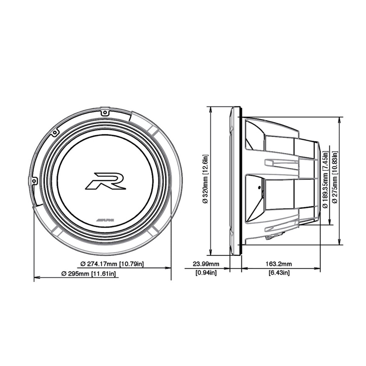 Alpine R2 W12D4 R Series 12-Inch 4 Ohm Car Subwoofer - High Performance Bass for Car Audio Systems | Perfect for Trucks, SUVs & Custom Car Audio Setups