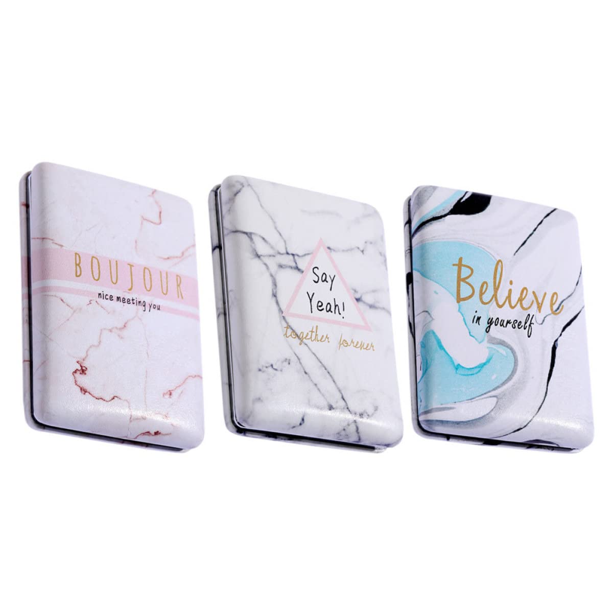 FRCOLOR Women's Heart-Shaped Compact Mirror Wallet Set - 3Pcs Foldable Antique Makeup Mirror with Mirror, Perfect for Travel, Purse & On-the-Go Touch Ups