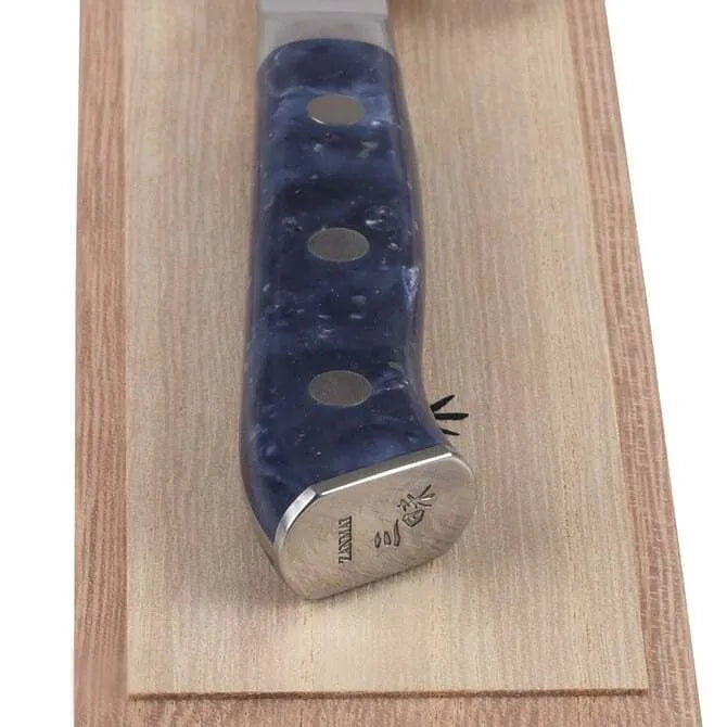 Limited Edition Zanmai Pro Petty Knife with Elderberry Corian Handle & Wood Gift Box - Premium Japanese Kitchen Knife for Chefs, Home Cooking, Sushi & Meat Cutting