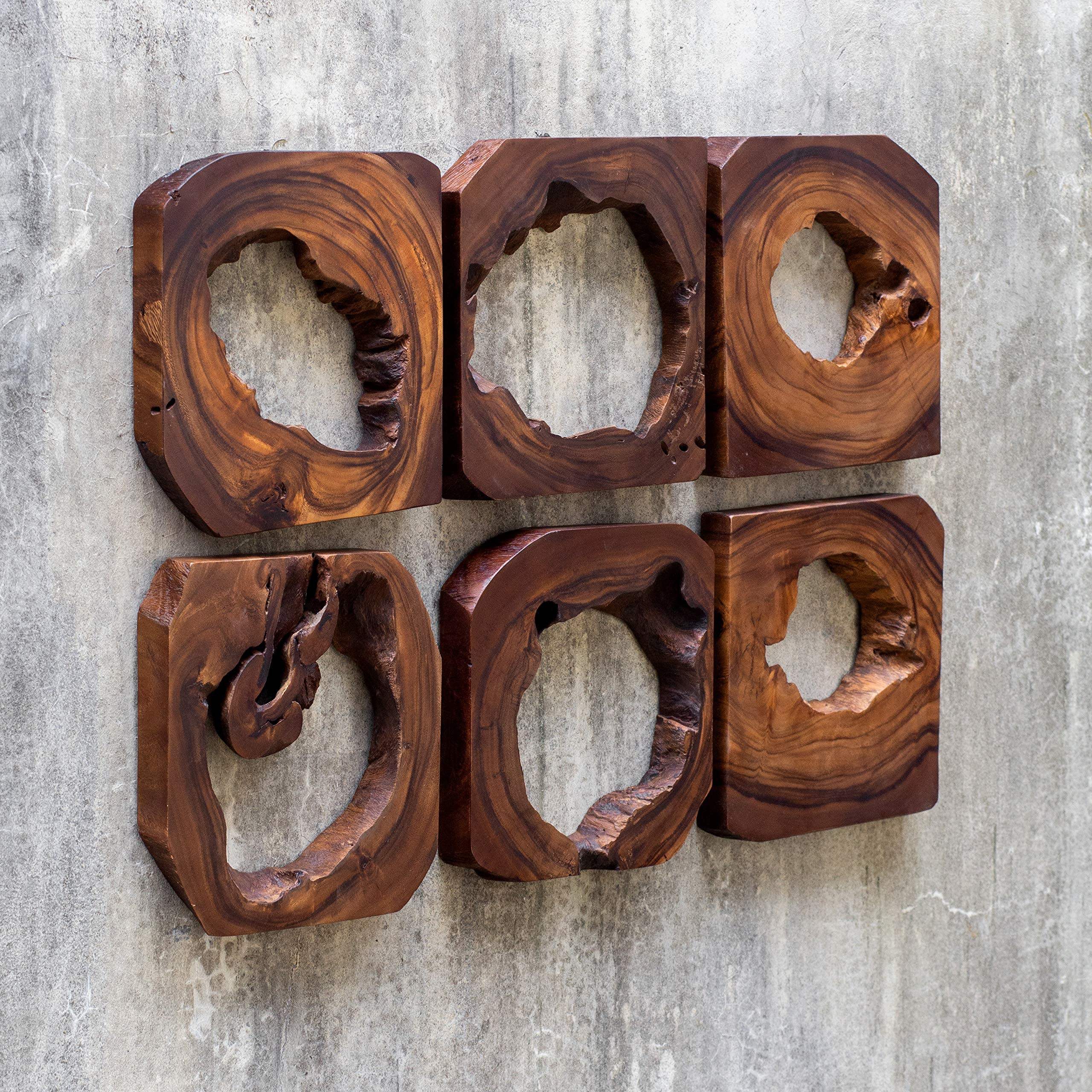 Adlai Wood Wall Art Set of 6 - Handmade Modern Home Decor for Living Room, Bedroom & Office - Rustic Wooden Wall Hangings for Farmhouse, Boho & Scandinavian Style Interiors