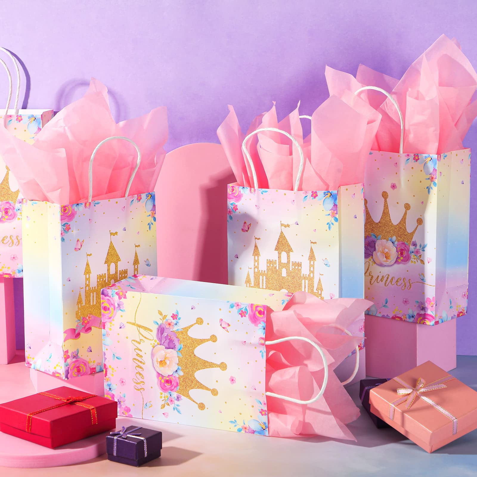 16 Pcs Princess & Prince Party Favor Bags - Elegant Goodie Gift Candy Bags for Birthday, Baby Shower & Royal Themed Parties - Perfect for Kids' Celebrations, Classroom Rewards & Wedding Favors