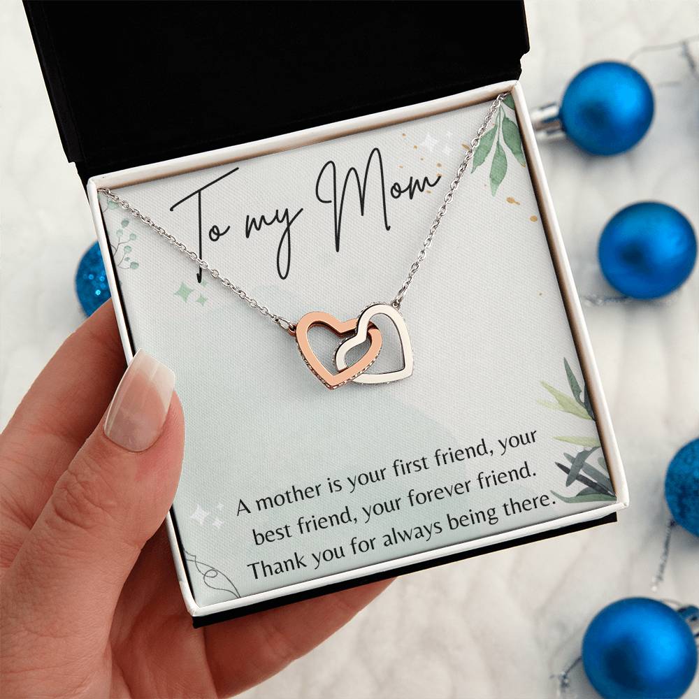 Interlocking Hearts Necklace for Mom - Elegant Christmas & Birthday Gift for Mother - Perfect for Anniversaries, Valentine's Day & Special Occasions