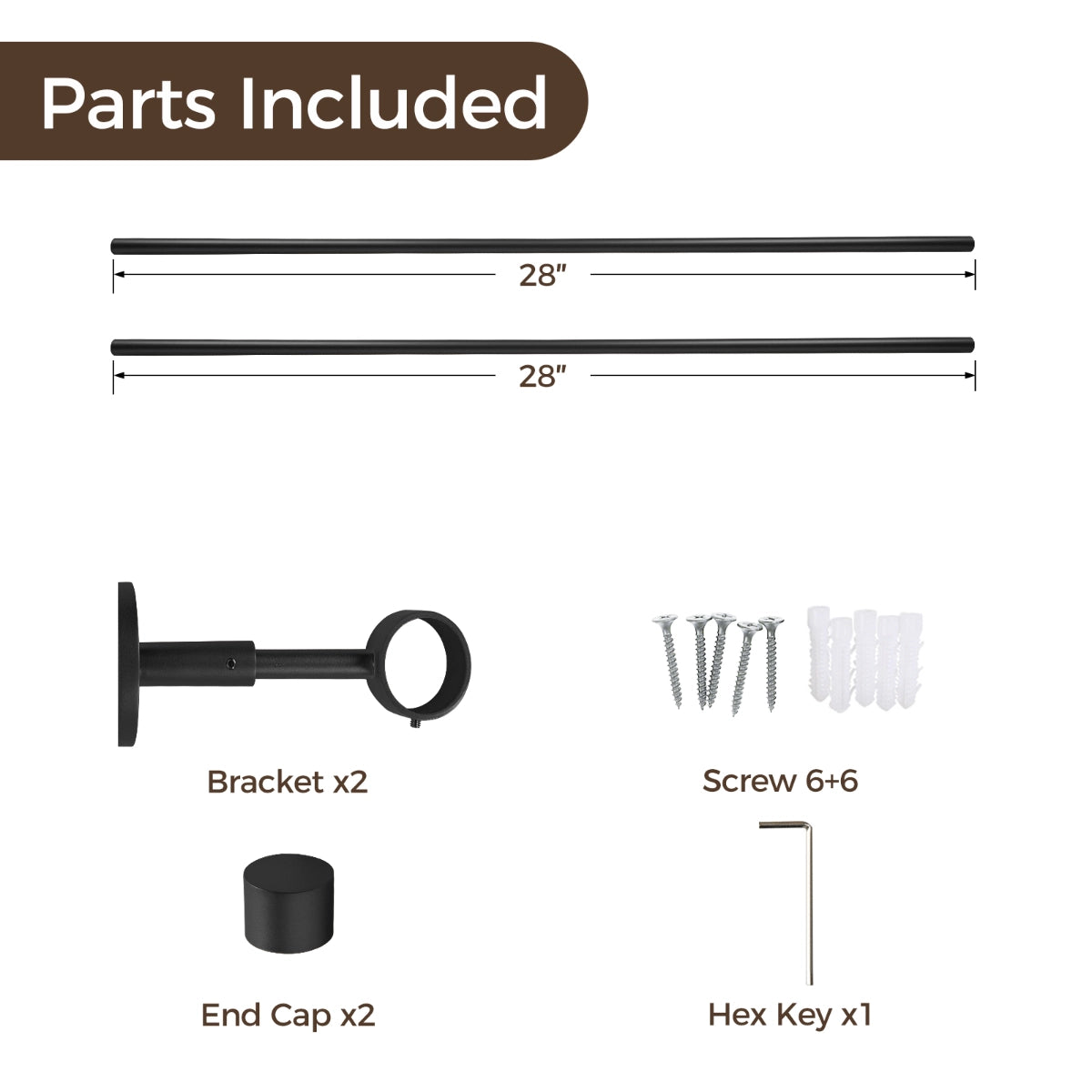 Jaylon Window Curtain Rods Set - Adjustable Tension Rods for Windows & Doors - Heavy Duty Curtain Hardware Collection (Perfect for Living Room, Bedroom, Kitchen & Dorm Decor)