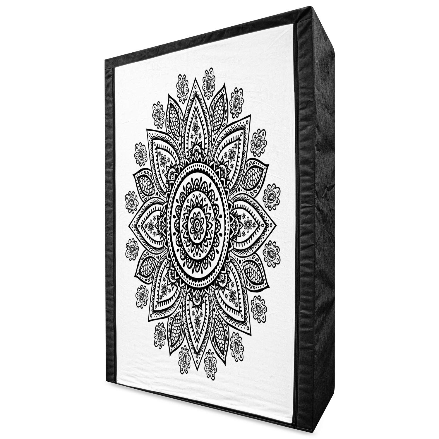 Ambesonne Ethnic Portable Fabric Wardrobe with Sunflower Doodle Pattern - Geometric Circles & Lines Print Clothing Organizer - 42.5