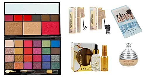Glavon Complete Makeup Kit with HD Liner, 3D Mascara, BB Cream, 24K Gold Primer & 7-Piece Brush Set - 13-Piece Gift Set for Raksha Bandhan, Weddings, Parties & Special Occasions
