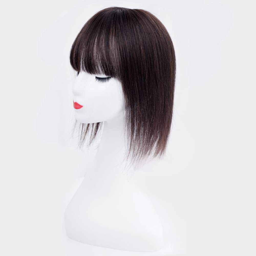 Eree 10x11cm Human Hair Topper with Fringe - Silk Base Crown Hairpiece for Women | Clip-in Hair Extensions & Wiglet for Thinning Hair | 12