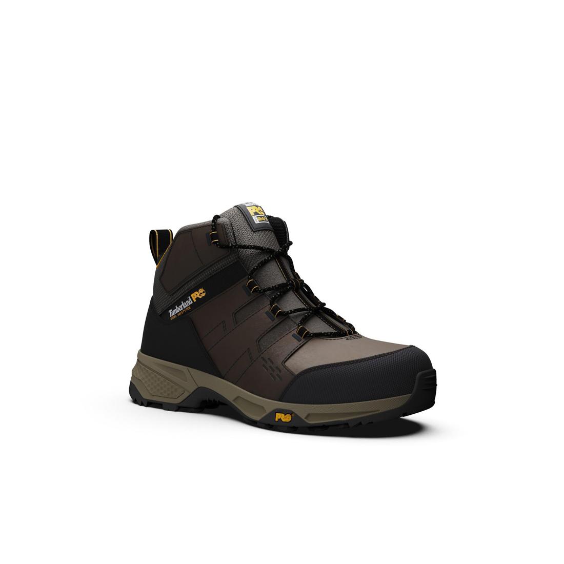 Switchback Lt 6 Inch SD10 Steel Toe Work Boots for Men - Brown/Yellow Safety Shoes - Durable Construction Work Boots for Warehouse, Construction & Outdoor Jobs