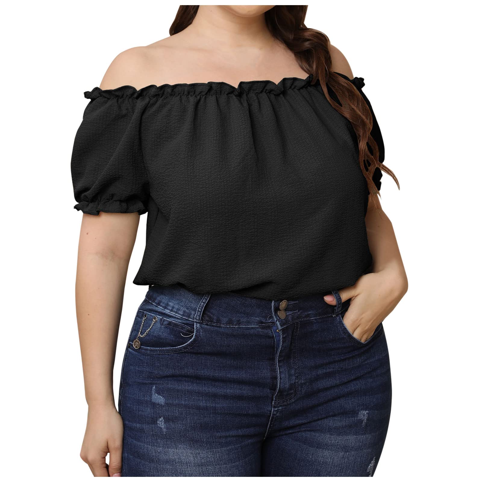 Wirziis Women's Plus Size Floral Printed V-Neck Short Sleeve T-Shirt - Loose Fit Pleated Summer Blouse for Casual Wear, Outings & Vacation Outfits