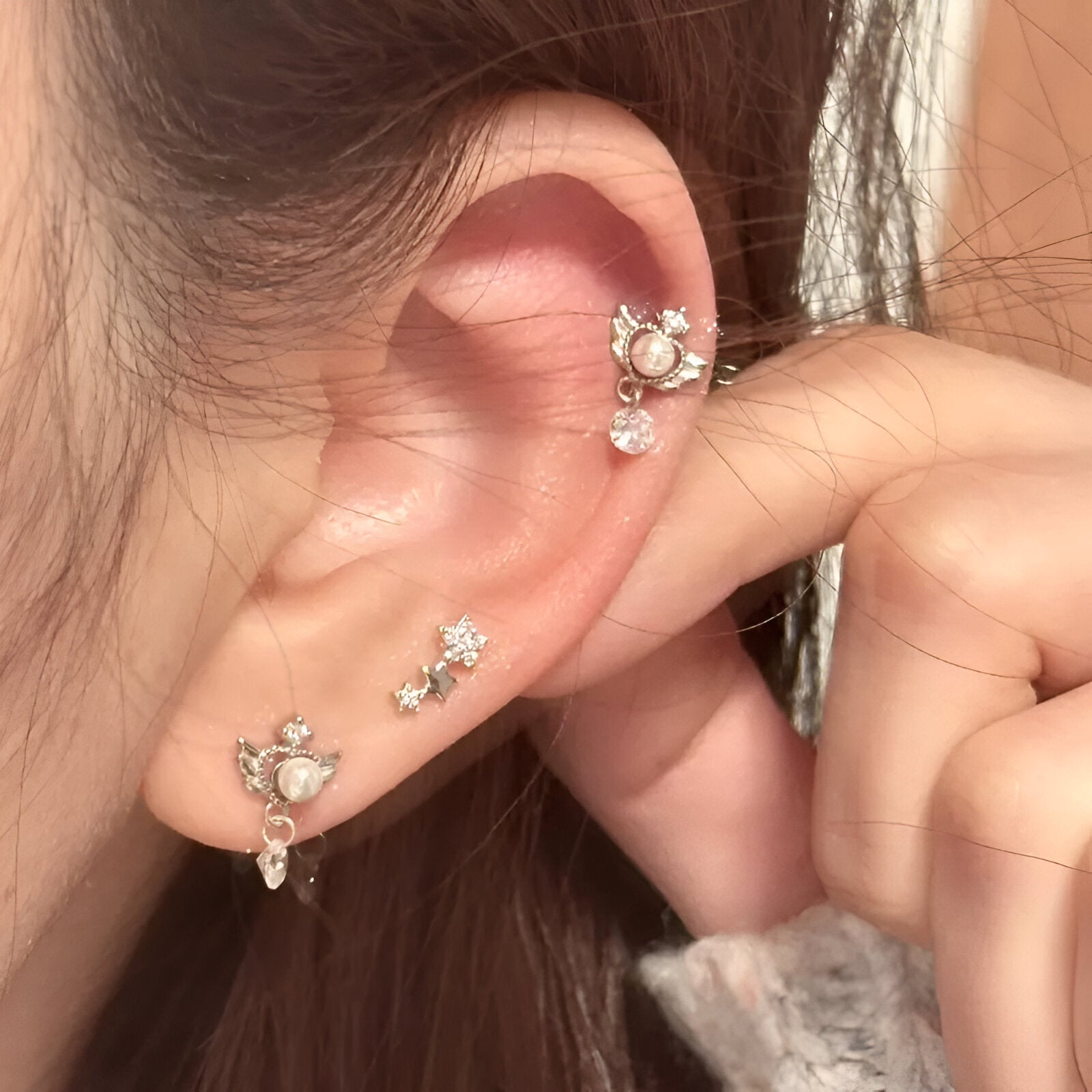 20G Cartilage Tiny Moon Star Tragus Stud Earrings - Hypoallergenic Surgical Steel Body Jewelry for Women | Perfect for Daily Wear, Parties & Special Occasions