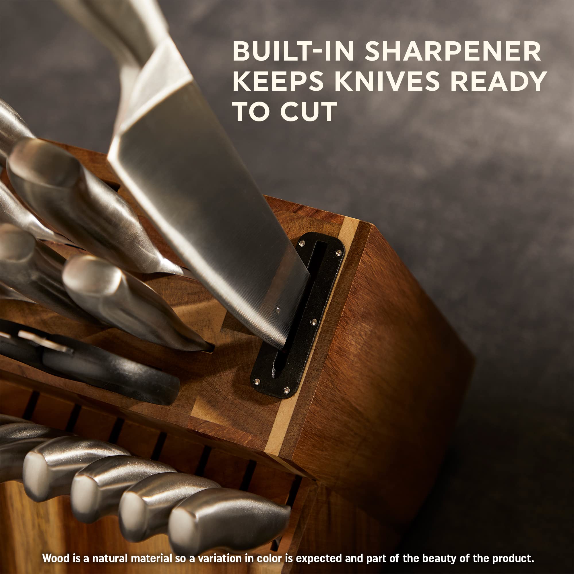 Chicago Cutlery Insignia 18-Piece Stainless Steel Professional Knife Block Set with Built-In Sharpener - Ergonomic Handles, Chef Knives & Scissors with Bottle Opener - Perfect for Home Kitchens, Restaurant Use & Gift Giving