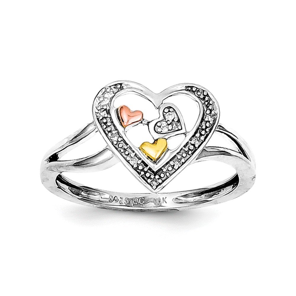 Sterling Silver Rhodium Plated Diamond Ring with Rose Gold Accent - Elegant Jewelry for Weddings, Anniversaries & Special Occasions