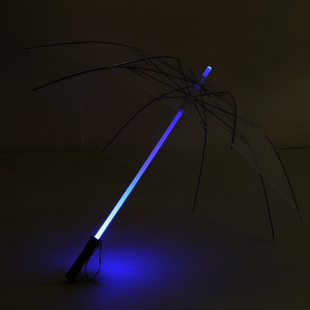 Alinory LED Lightsaber Umbrella - 7 Color Changing Golf Umbrella with Built-in Flashlight for Safe Night Walking (Transparent) | Perfect for Nighttime Strolls, Golfing, and Outdoor Events