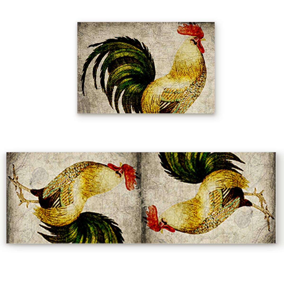 DaringOne 2-Piece Kitchen Rug Set - Durable, Water Absorbent for Floors - Rustic World Map Design - Perfect for Farmhouse & Country Kitchens