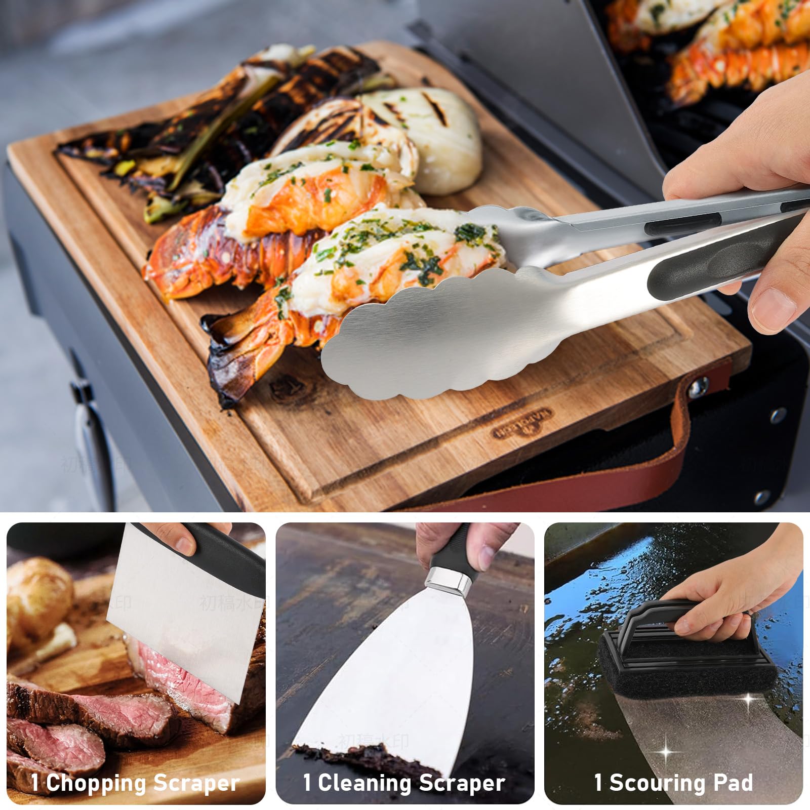 38-Piece Griddle Accessories Kit for Blackstone & Flat Top Grills - Smashed Burger Press, Silicone Grill Mat, Basting Cover & Spatula Set - Perfect for Outdoor Camping, Backyard BBQs & Tailgating Parties