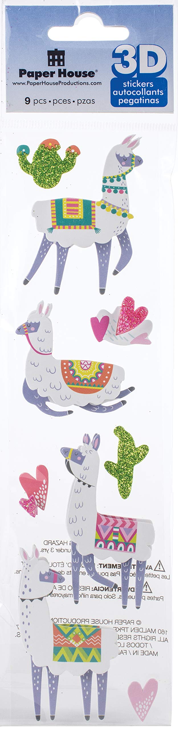 PAPER HOUSE PRODUCTIONS 3D Stickers - Cute Llamas for Scrapbooking, Journals & DIY Crafts | Fun Decorative Stickers for Kids & Adults