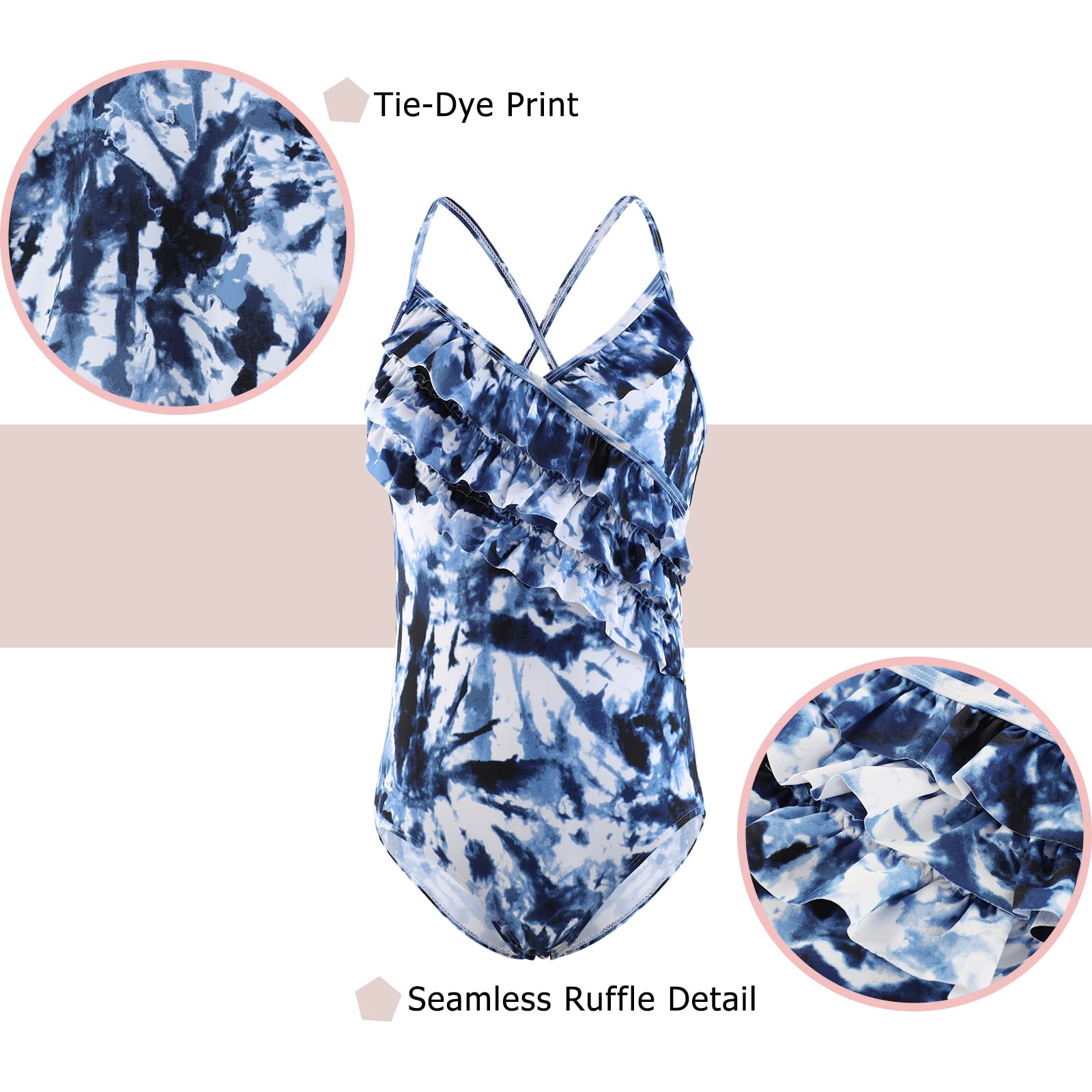Hawaiian Ruffle One Piece Swimsuits for Girls - Cute Beach Bathing Suit for Summer Vacation, Pool Party & Tropical Getaways