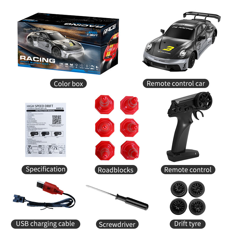 KFPLAN KF28 1/16 Scale 4WD Remote Control Drift Car - High Speed RC Racing Car with Durable PVC Shell & 800mAh Rechargeable Battery - Perfect for Indoor/Outdoor Drifting, Racing, and RC Car Enthusiasts