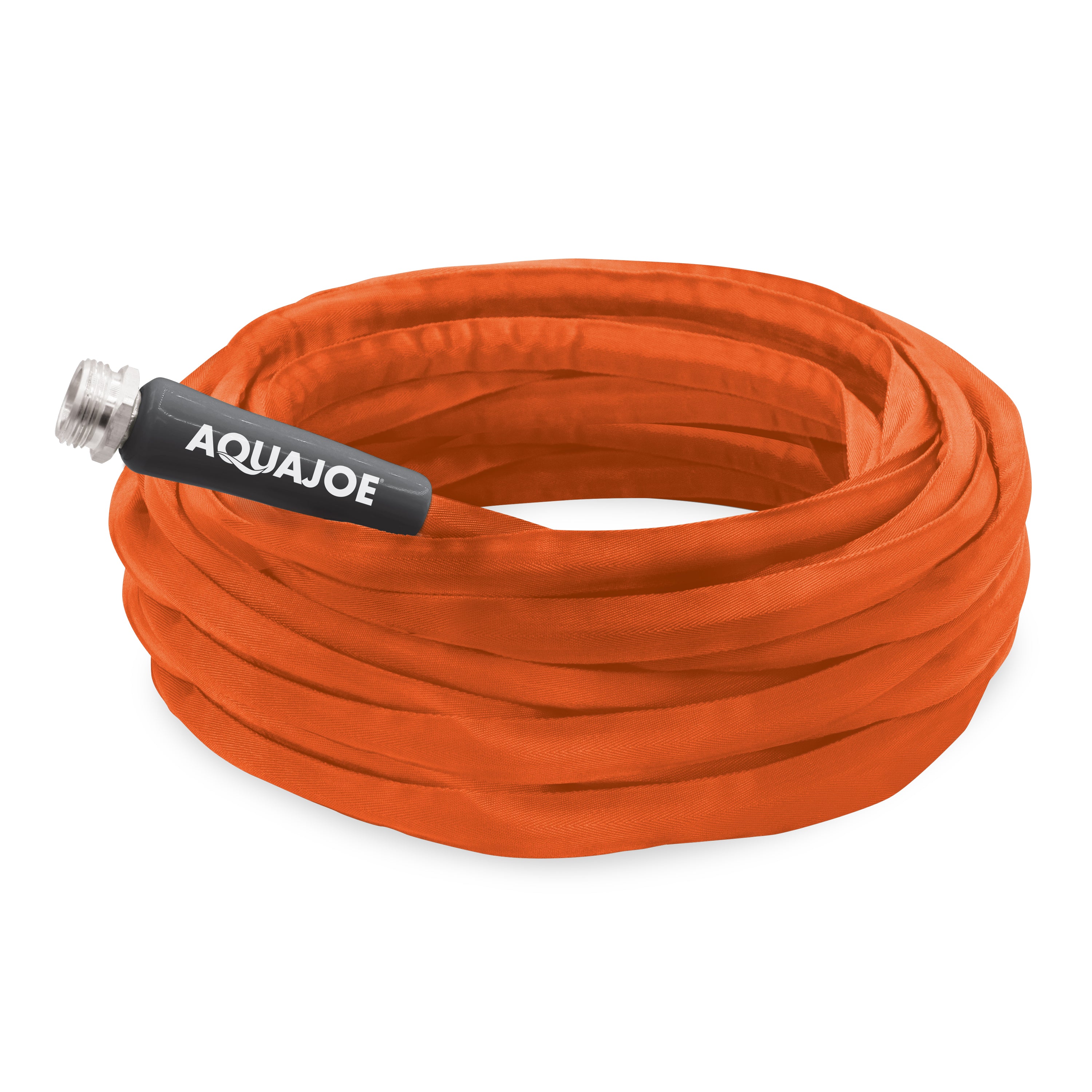 Aqua Joe AJFJH75 34CTR 75-Foot 3/4-Inch Heavy Duty Garden Hose - Non-Expanding, Kink Resistant, 650 PSI Burst Pressure - Contractor Grade FiberJacket (Orange) - Perfect for Watering, Washing Cars & Outdoor Cleaning