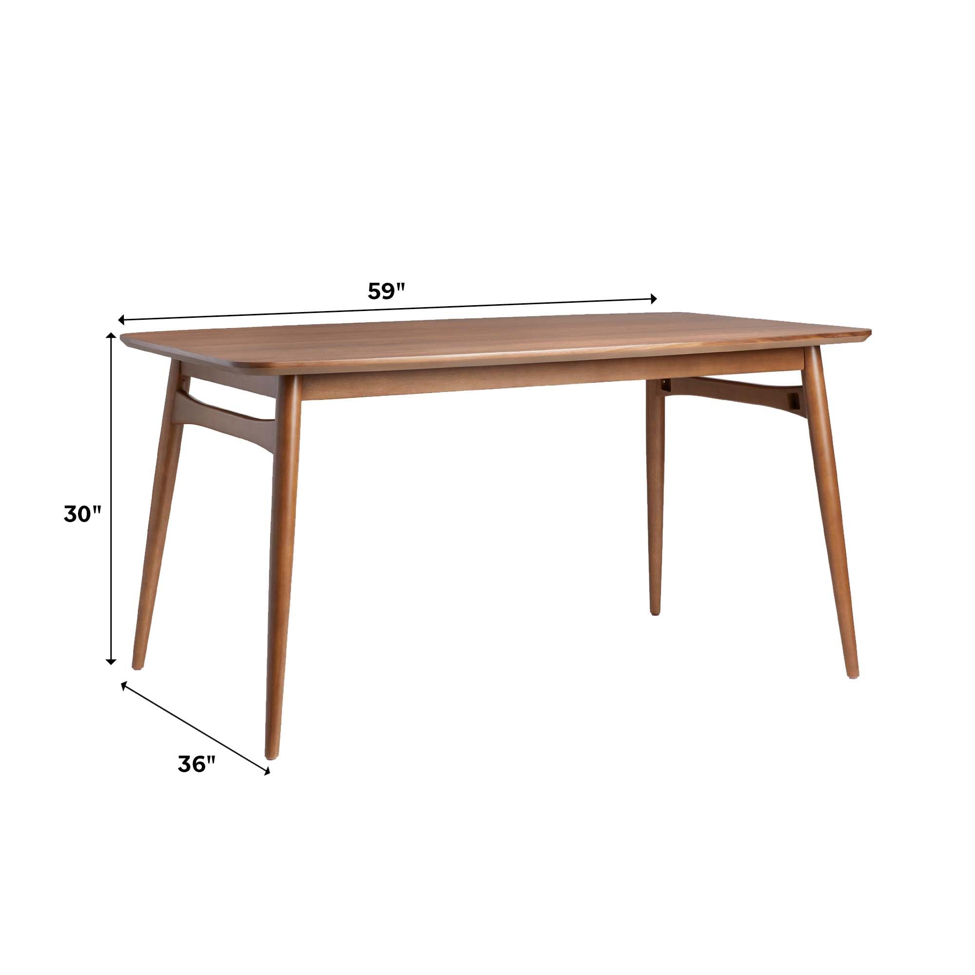 Walker Edison Mid-Century Modern Solid Wood Tapered-Leg Dining Table - 59 Inch Walnut - Perfect for Dining Rooms, Kitchens & Small Spaces