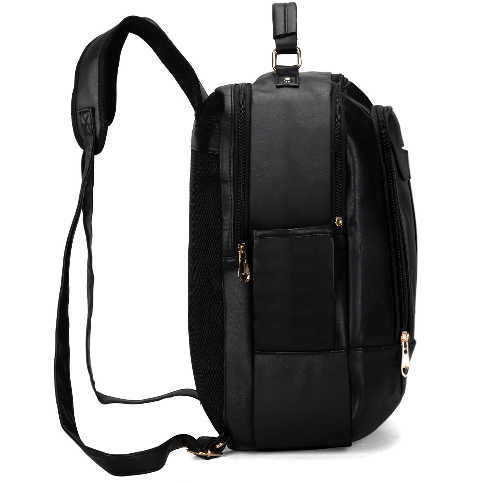 Montana West Vegan Faux Leather Backpack for Women & Men - Lightweight Travel Laptop Backpack for Work, Business & School - Water-Resistant Black Daypack for Commuting, College & Airplane Carry-On