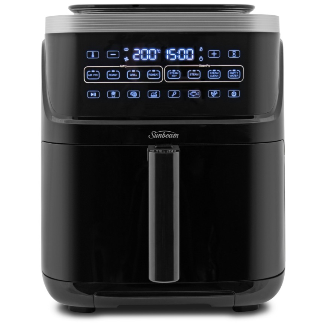 Sunbeam SteamFry Air Fryer with Steam Technology AFP4600BK - Healthy Oil-Free Cooking for Crispy Fried Foods, Perfect for French Fries, Chicken Wings & Vegetables - Kitchen & Home Use