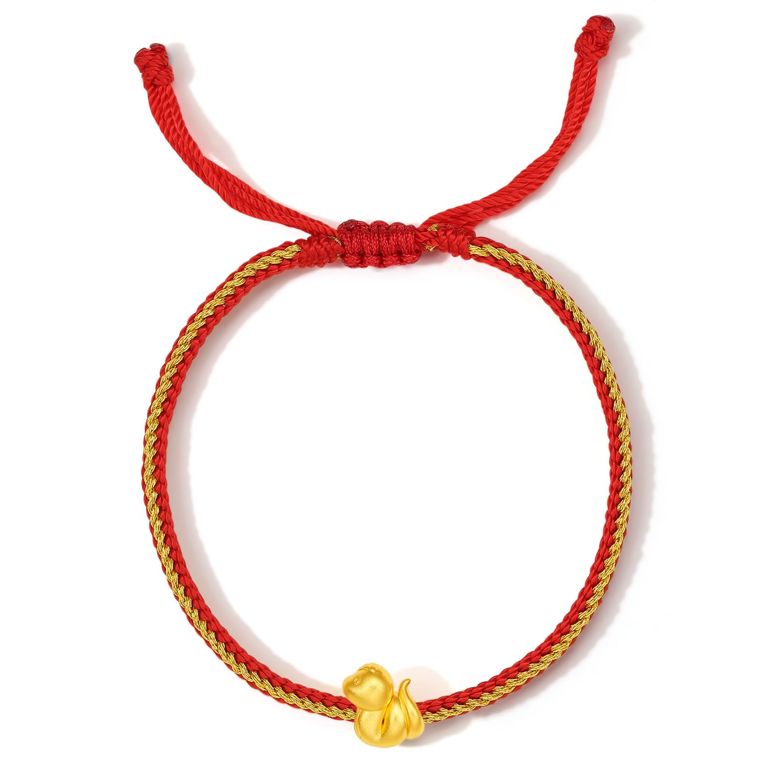 24K Gold Plated Snake Charm Bracelet - Adjustable Red String Zodiac Animal Bracelet with Lucky Charms for Protection & Good Luck - Chinese New Year Jewelry Gift for Women & Men - Perfect for Festivals, Gifting & Daily Wear