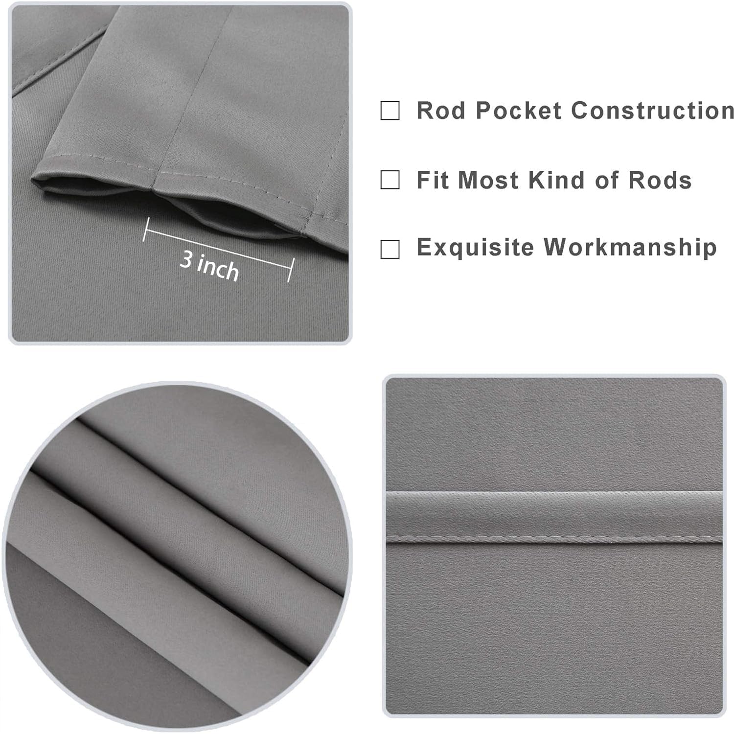 DWCN Grey Thermal Insulated Blackout Valance Curtains - 60x18 Inch Rod Pocket Kitchen Window Treatment for Energy Efficiency & Privacy (1 Panel) - Perfect for Kitchens, Breakfast Nooks & Cozy Dining Areas
