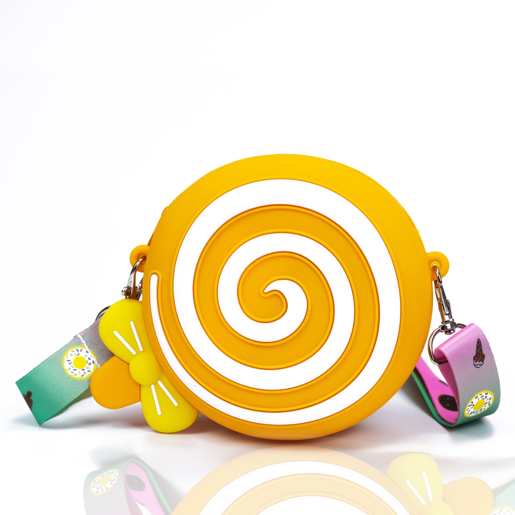 HWAMON Pop It Purse for Women & Girls - Silicone Shoulder Bag with Fidget Toy - Stress Relief Pop It Handbag - Yellow Lollipop Design - Perfect for School, Travel & Sensory Play