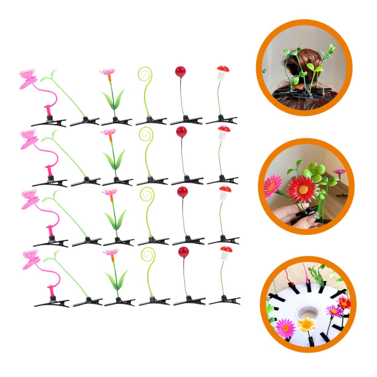 24pcs Kawaii Plant Hair Clips Set for Girls 8-12 | Cute Hair Accessories for School, Parties & Special Occasions | MERRYHAPY Hairpins for Daily Styling & Gifts