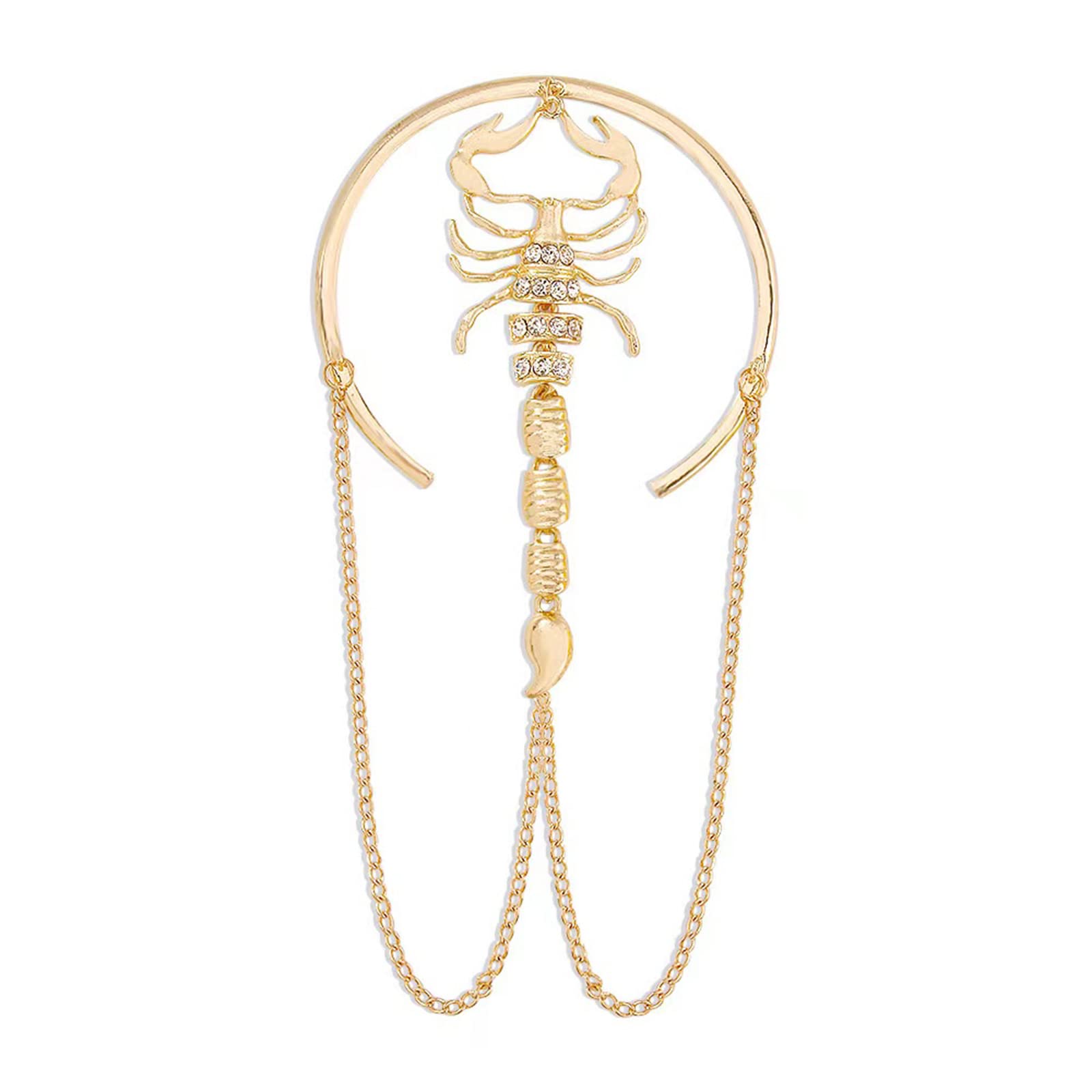Gothic Scorpion Arm Bracelet for Women - Adjustable Rhinestone Chain Wrap Bangle Arm Cuff (Gold/Silver) - Perfect for Halloween Costumes, Gothic Fashion & Boho Jewelry Accessories