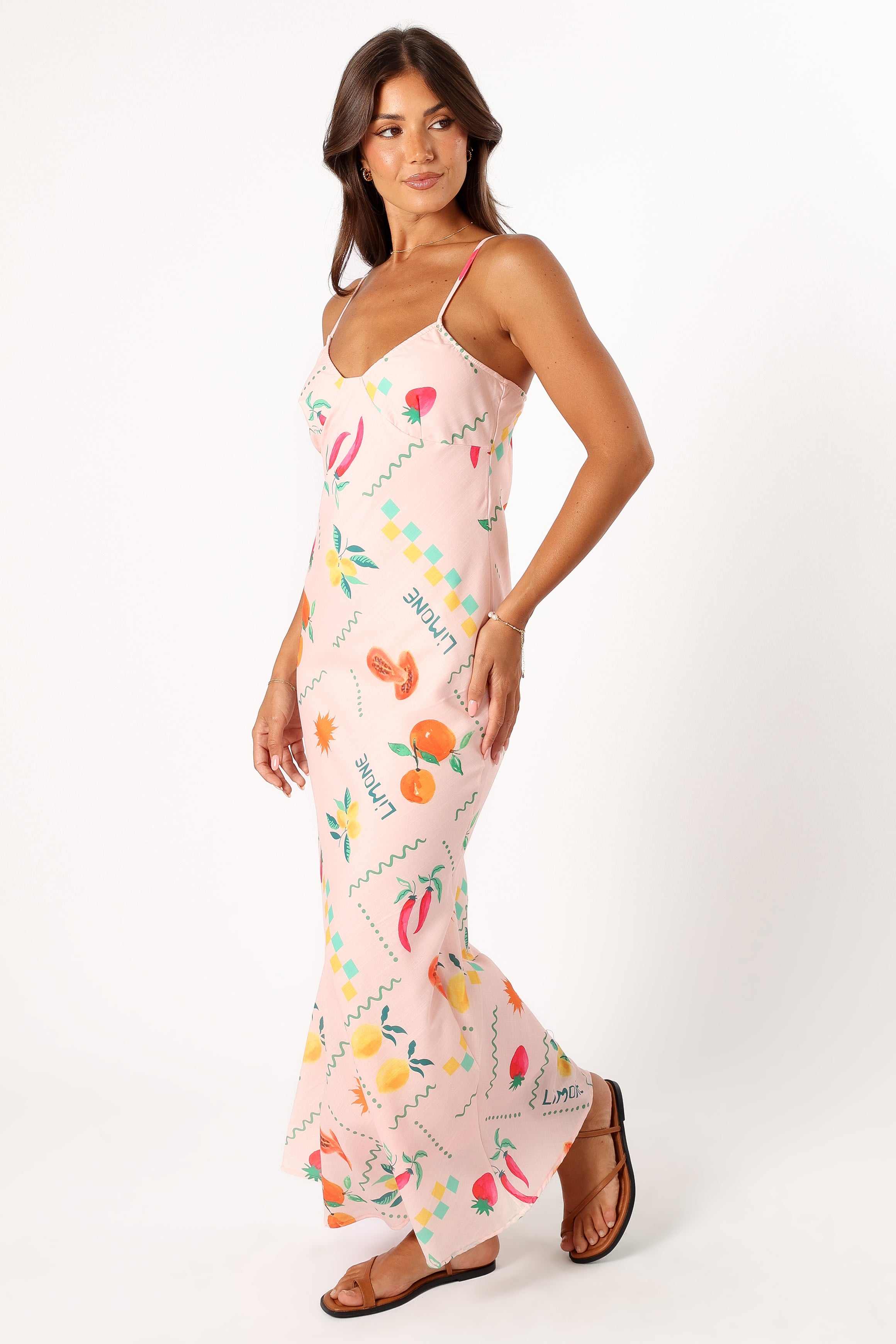 Frutti Maxi Slip Dress for Women - Soft Peach Long Sleeveless Summer Dress - Perfect for Beach, Vacation, and Casual Outings