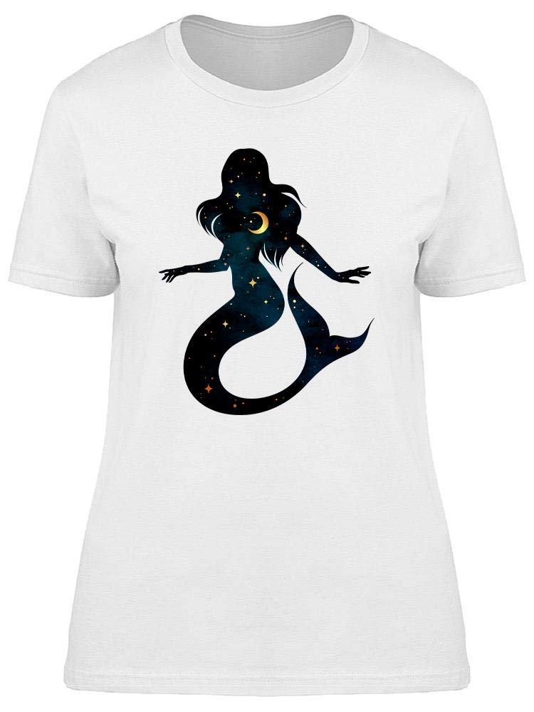 Mermaid Silhouette with Moon Graphic T-Shirt for Women - Casual & Boho Style Tee for Beach, Festival, and Everyday Wear