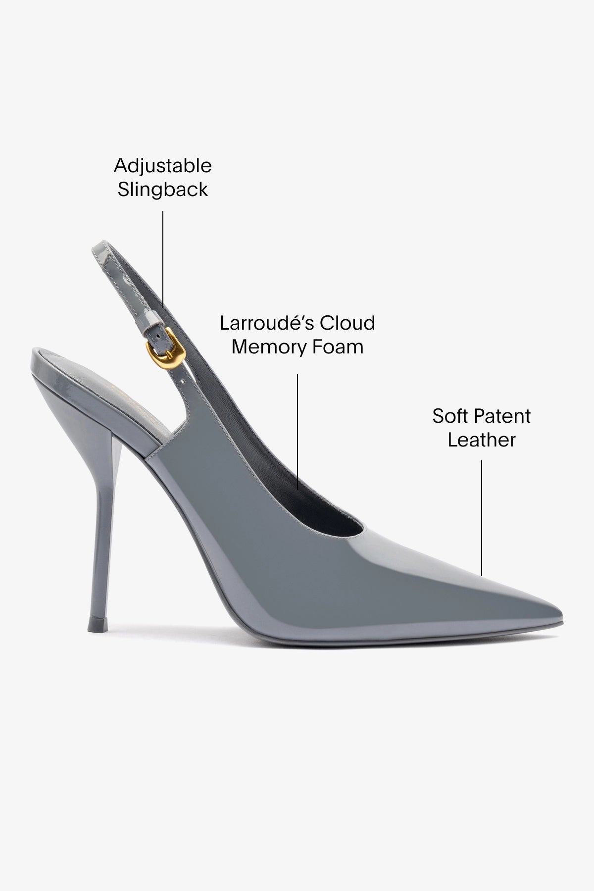 Larroudé x Altuzarra Titanium Patent Leather Pumps - Elegant High Heels for Women, Perfect for Weddings, Parties & Office Wear