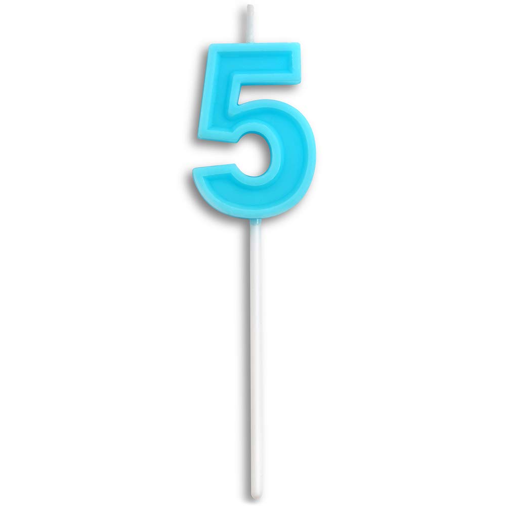 Happy Birthday Candles Number 5 - Blue Cake Topper Candle for Birthday Party Decorations | Perfect for Kids Birthday Cakes, Cupcakes & Celebration Desserts