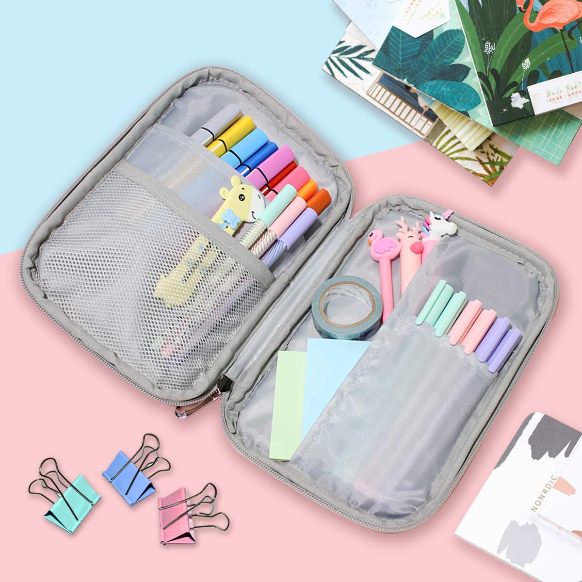 ZZKKO Mermaid Scale Pencil Case - School & Office Organizer for Stationery & Cosmetics