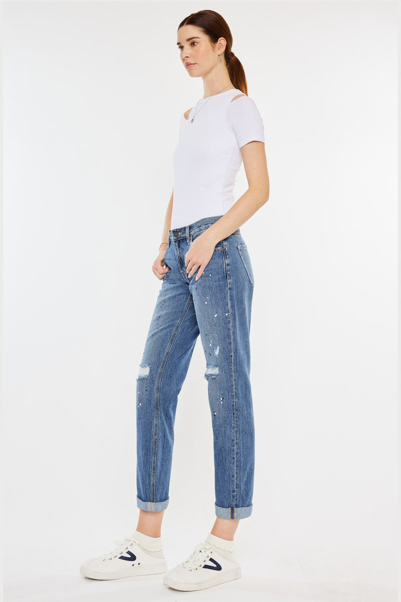 Stylish Zyra Mid Rise Boyfriend Jeans for Women - Comfortable Relaxed Fit Denim Pants - Perfect for Casual Outings & Everyday Wear