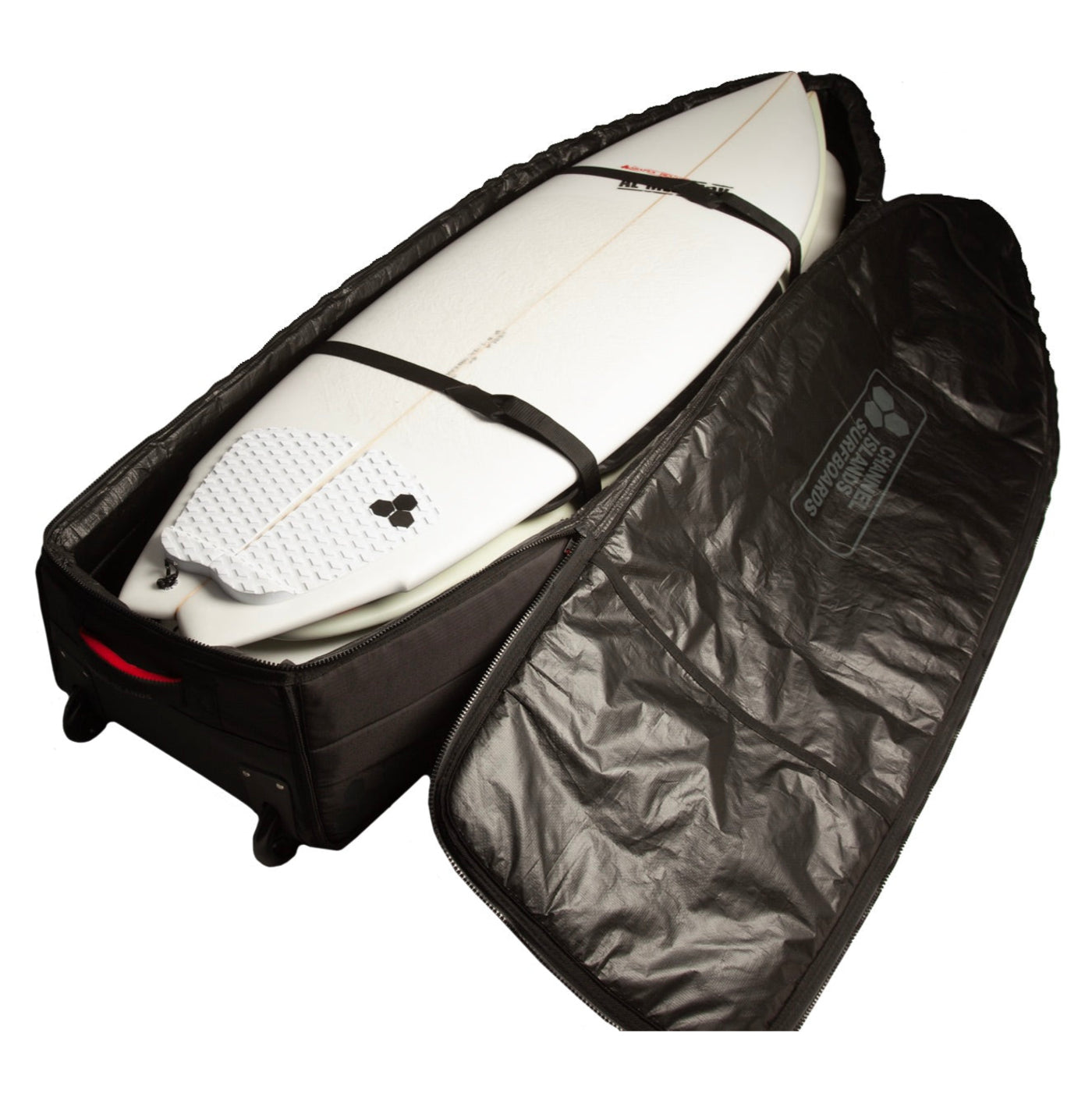 Channel Islands QUAD Wheeled TRAVELER Surfboard Cover - Black - Waterproof & Durable Protection for Travel & Storage | Perfect for Surf Trips, Airplane Transport & Beach Days