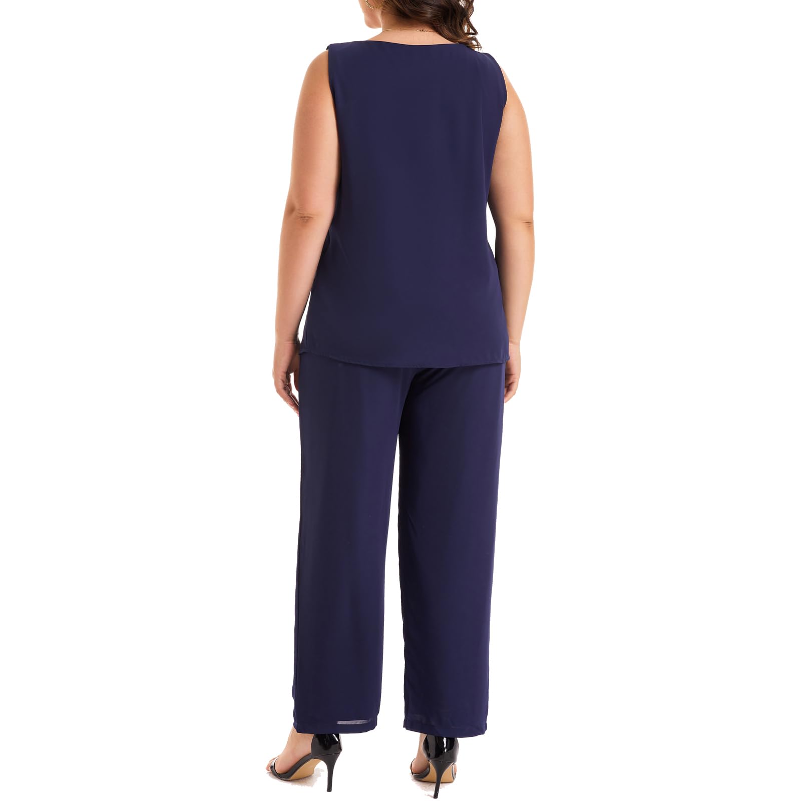 Plus Size Women's 3-Piece Wedding Pant Suit Set for Mother of The Groom/Bride - Formal Evening Party Outfit for Weddings, Receptions & Special Occasions