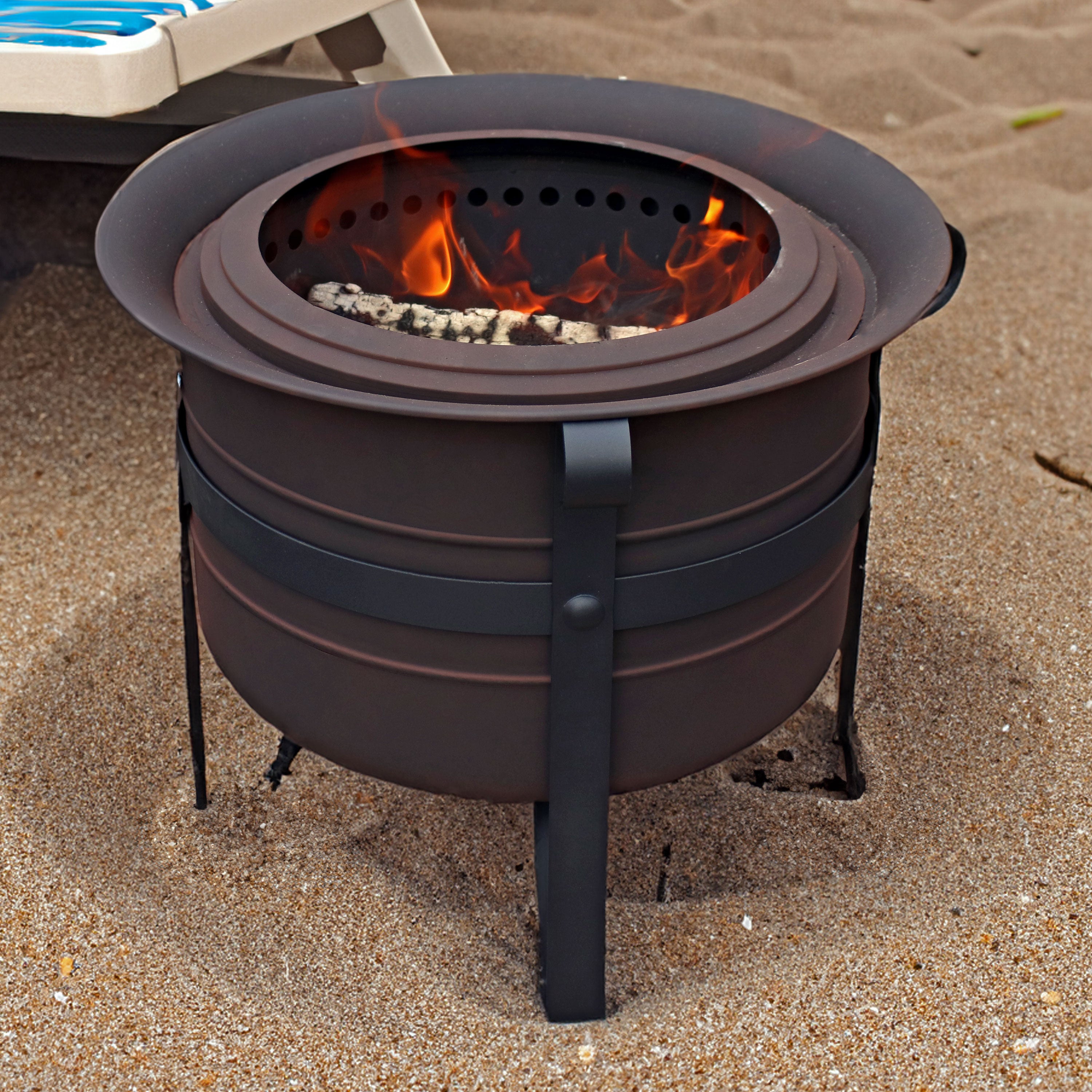 Sunnydaze Cauldron Style 23-Inch Outdoor Smokeless Fire Pit - Perfect for Backyard Gatherings, Camping & Patio Relaxation