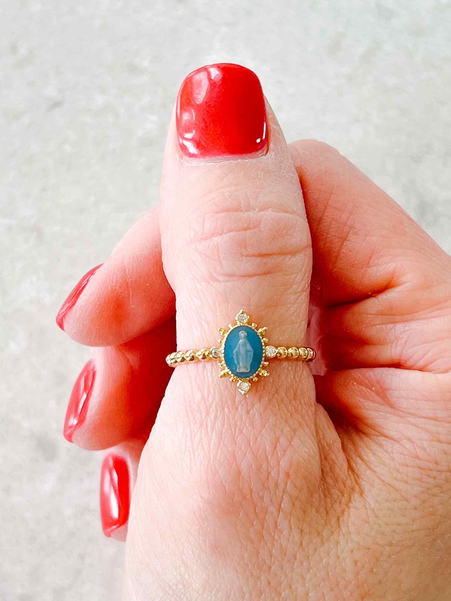 Lady Lourdes Ring - Elegant French Blue Cubic Zirconia Silver Ring for Women | Perfect for Weddings, Anniversaries & Special Occasions
