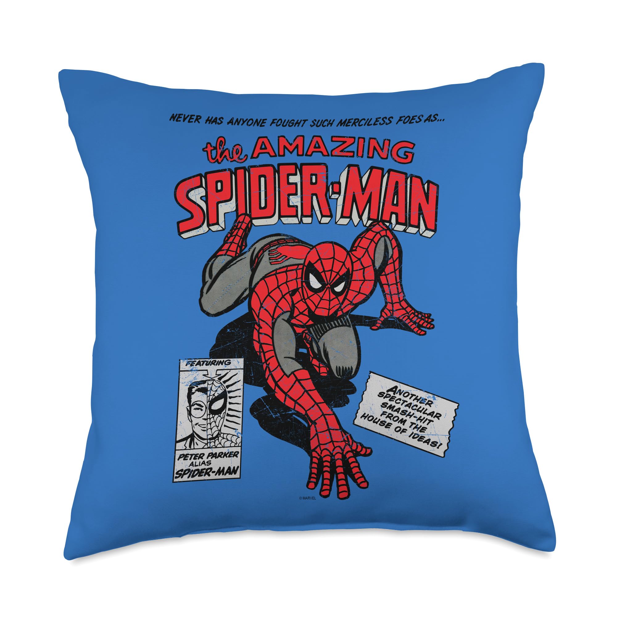 Marvel The Amazing Spider-Man Retro Comic Throw Pillow - Soft Decorative Couch Pillow for Superhero Fans, Living Room & Bedroom Decor