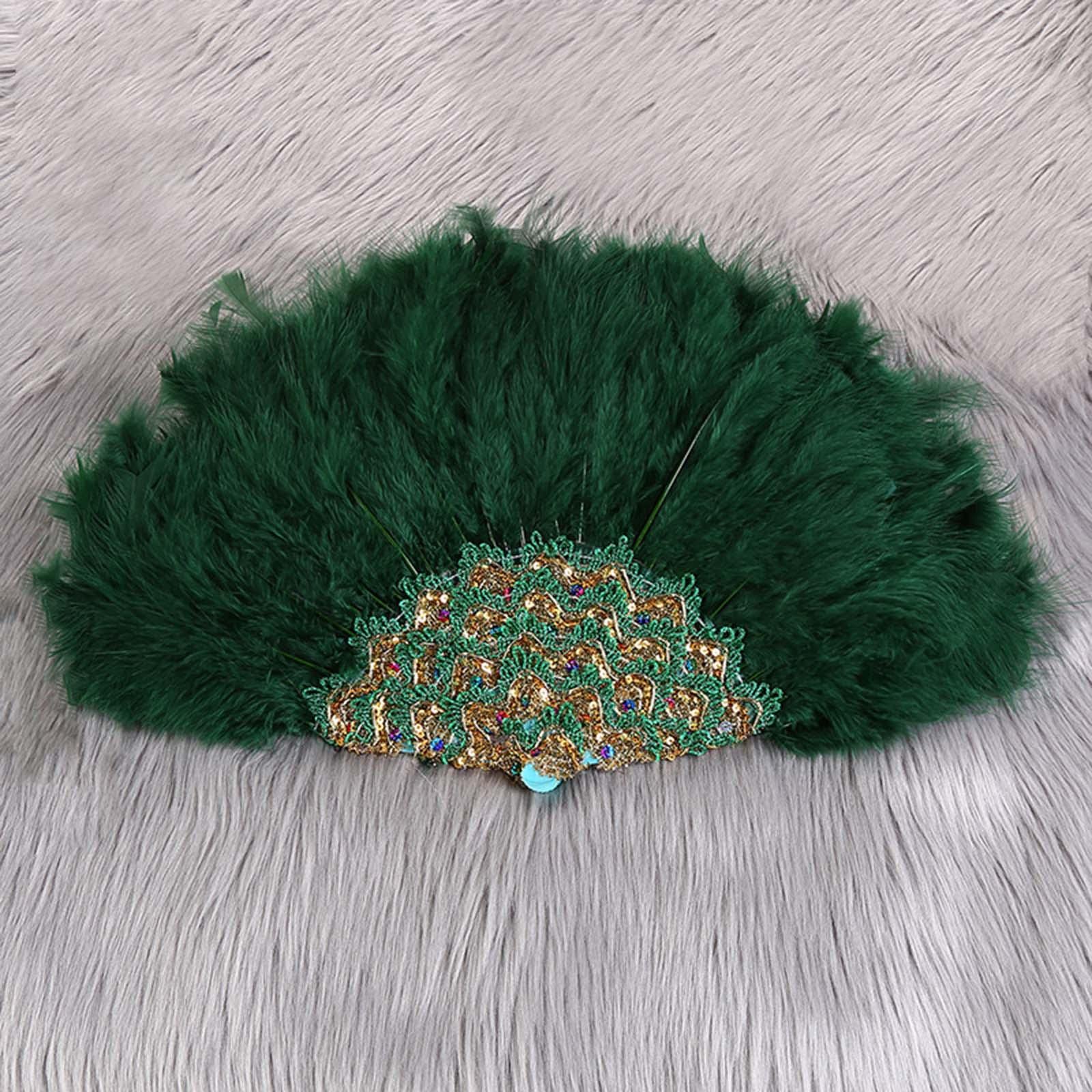 Elegant Handheld Fan for Weddings, Parties & Special Events - Portable Green Folding Fan for Outdoor Ceremonies, Bridal Showers & Summer Cooling