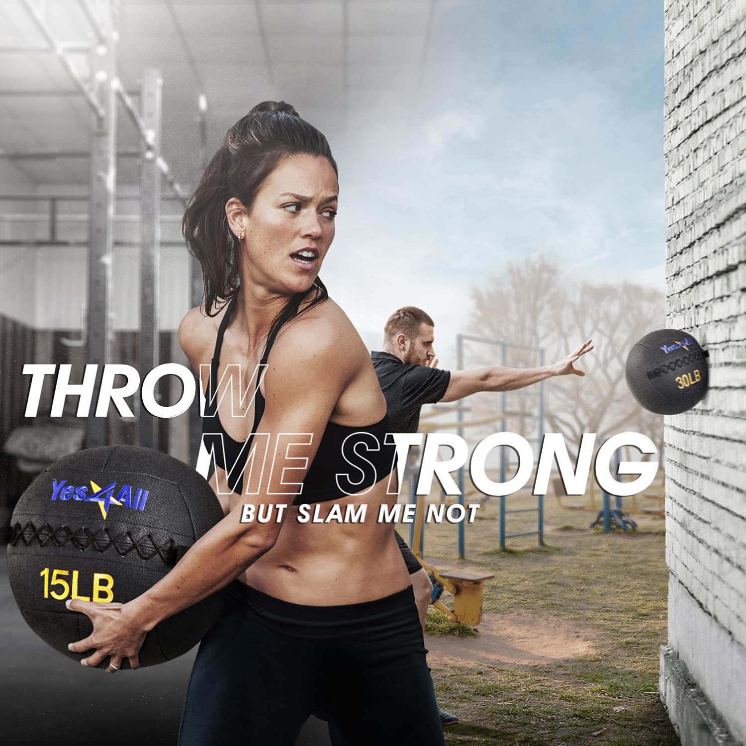 Yes4All Wall Ball - Soft Leather Weighted Iron Sand Medicine Ball for CrossFit, Strength Training & Functional Exercises (6lbs to 30lbs) - Perfect for Slam Ball Workouts, Gym Training & Home Fitness Routines
