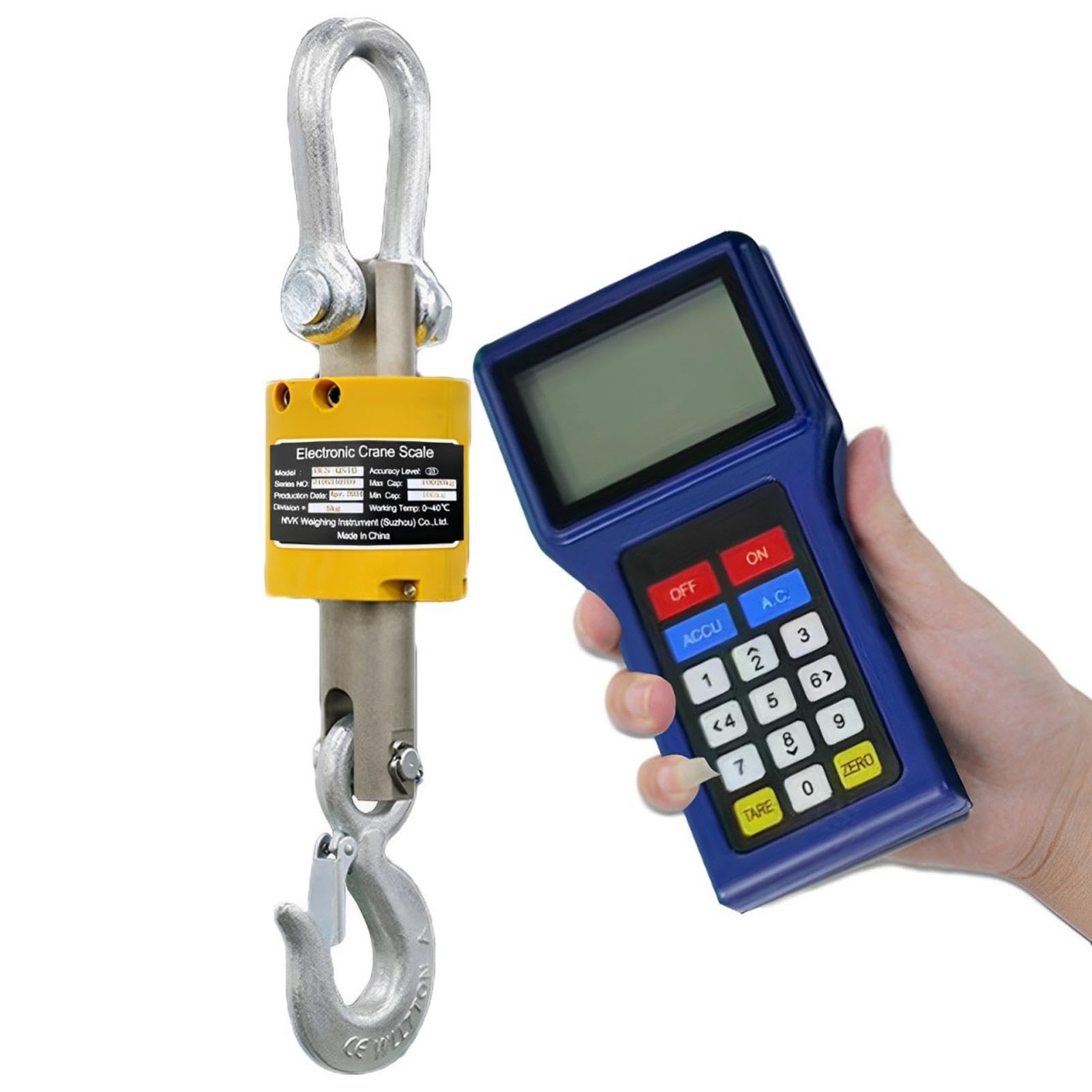 3 Ton Digital Hanging Scale with Wireless Handheld Meter & Charging Cable - High Precision Electronic Crane Scale for Industrial, Farm & Factory Use | Heavy Duty Weight Measurement for Lifting, Shipping & Warehouse Operations