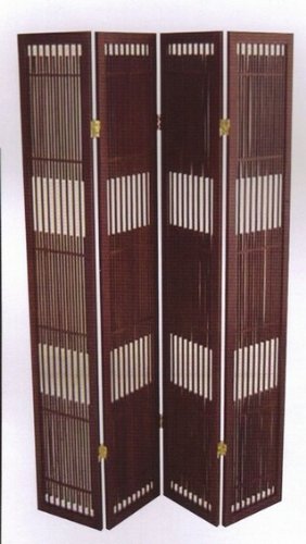 4 Panel Brown Wood Room Divider Screen - Handcrafted Folding Privacy Partition for Home, Office, and Studio Decor