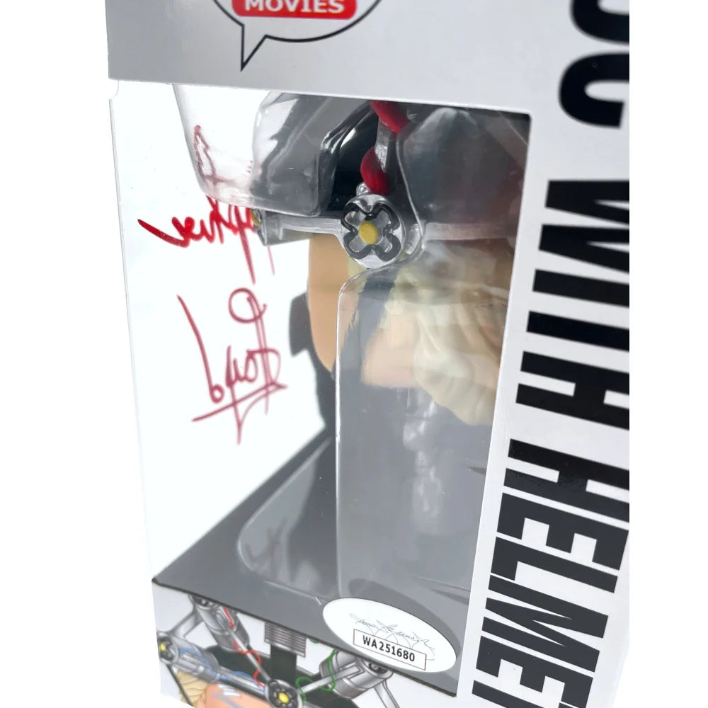 Christopher Lloyd Autographed Funko Pop Doc Brown #959 Back to the Future Collectible with JSA COA & Helmet - Perfect for Movie Fans, Gift Giving, and Pop Culture Displays