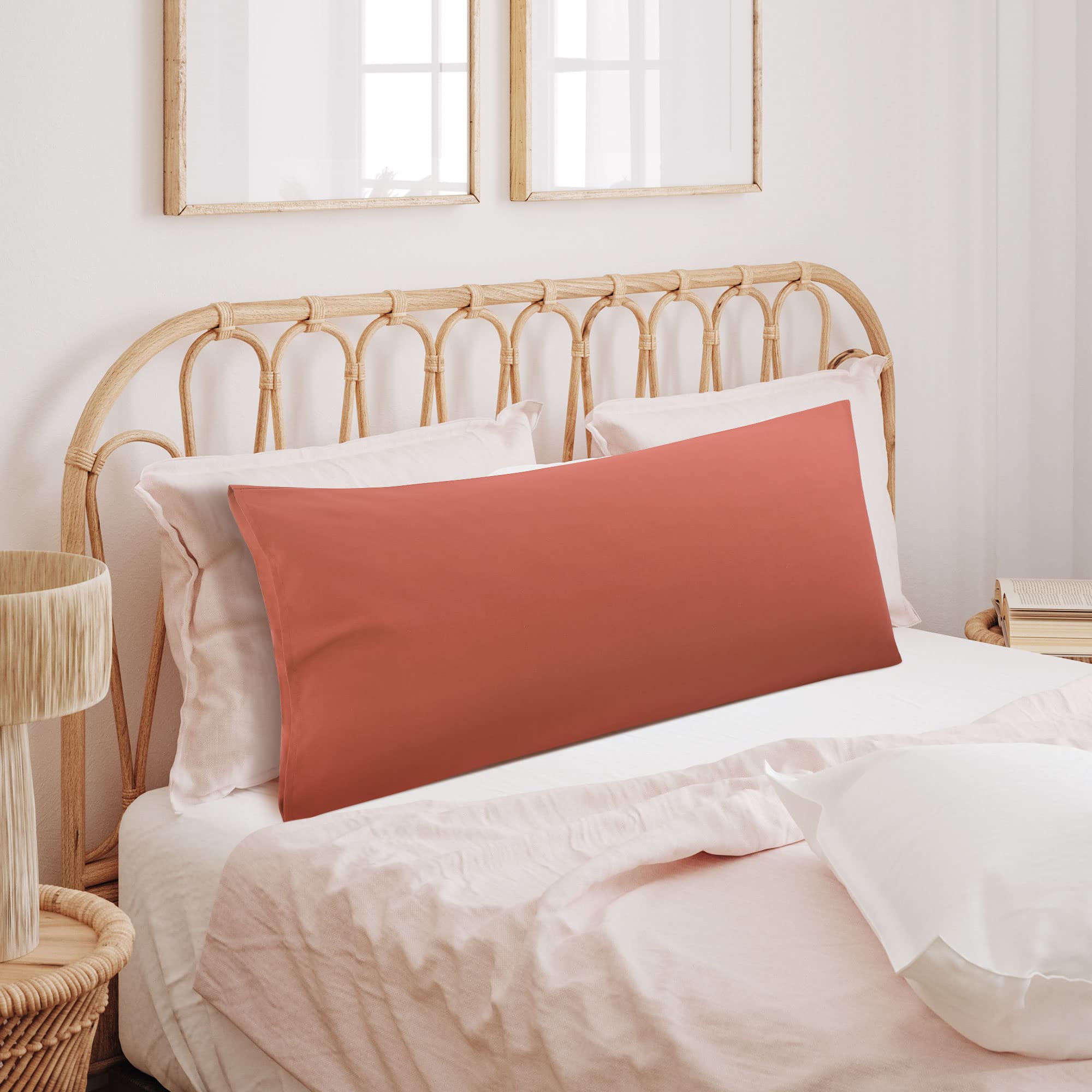 Soft Microfiber Body Pillow Case 20x48 Inches - Orange Replacement Cover for Full Body Pillows - 90 GSM Polyester Weave - Perfect for Pregnancy Support, Back Pain Relief & Comfortable Sleeping